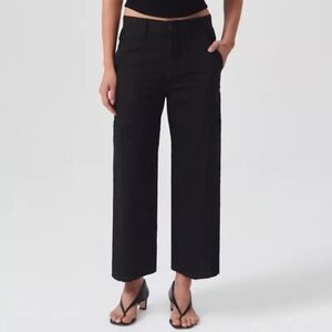 AGOLDE‎ Black Wide Leg Cargo Pants Cropped High Rise Size 24